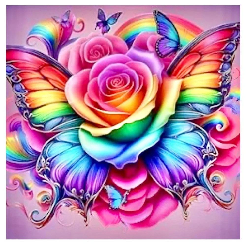 5D Diamond Painting Craft Kit - Colorful Retro Butterfly 13.78”x13.78” NWT